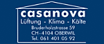 CASANOVA   Lüftung - Klima - Kälte - Bruderholzstrasse 59 - 4104 Oberwil - Tel. 061 401 05 92 - casanova@casanova-klima.ch